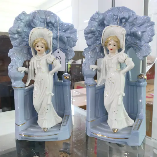 PR OF VICT HAND PAINTED LADY VASES H 200 MM