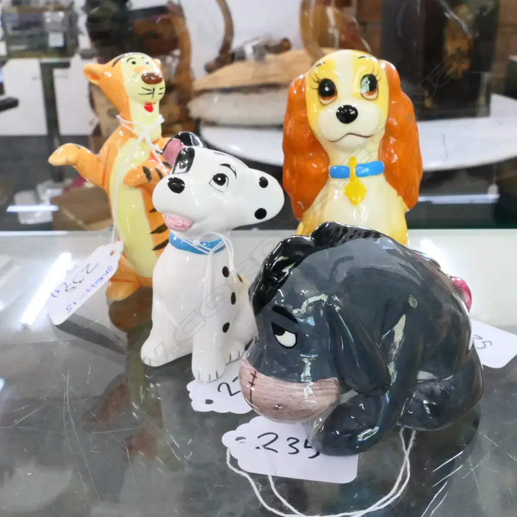 4 ASST DISNEY CHINA FIGURINES. LARGEST H.85MM - EEYORE A/F Image 1++