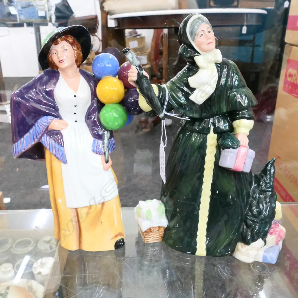 2 R. DOULTON FIGURINES; CHRISTMAS PARCELS, BALLOON LADY Image 1++