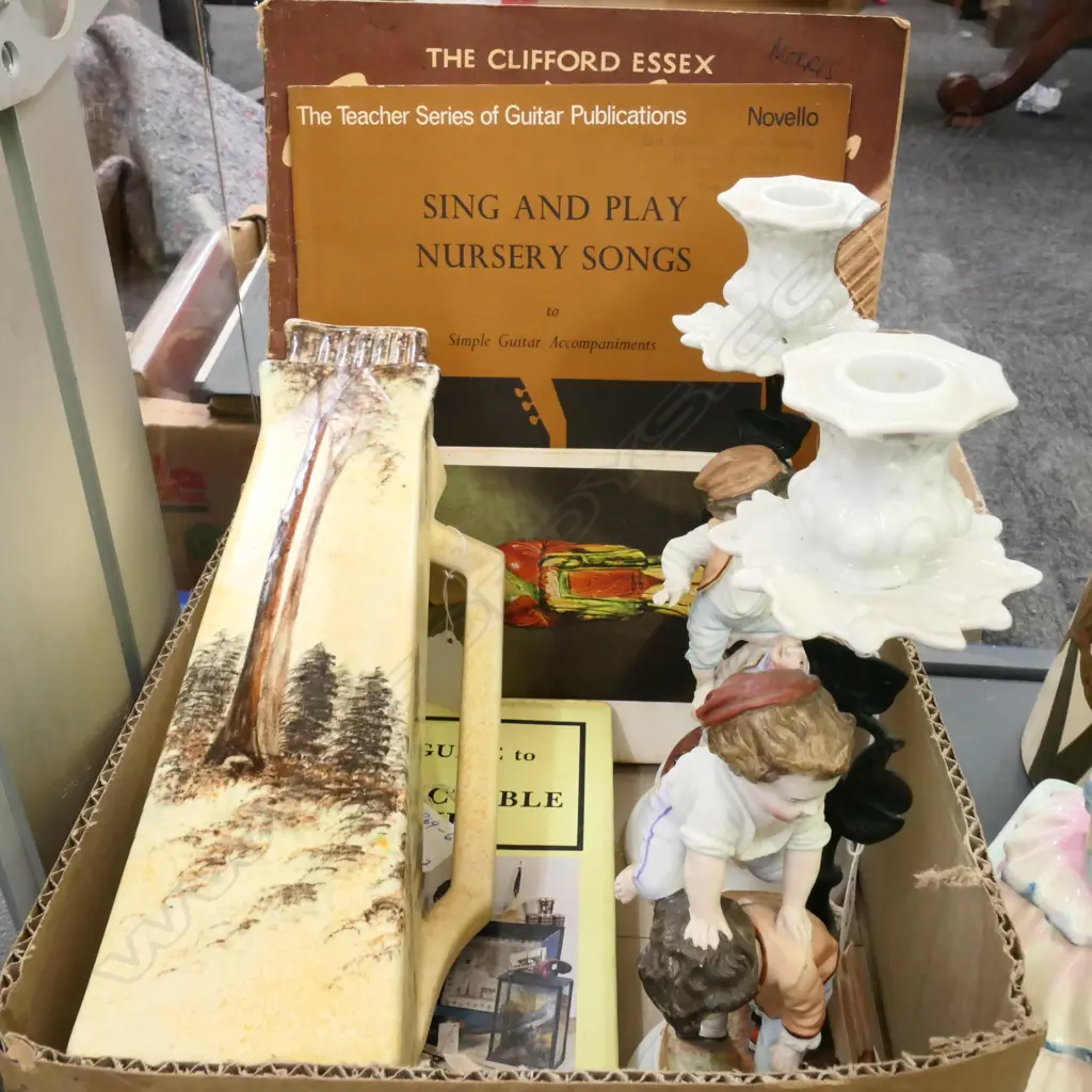 PR 19THC PORCELAIN CANDLESTICKS, JUG, BOOK & 3 BOOKLTS Image 1++