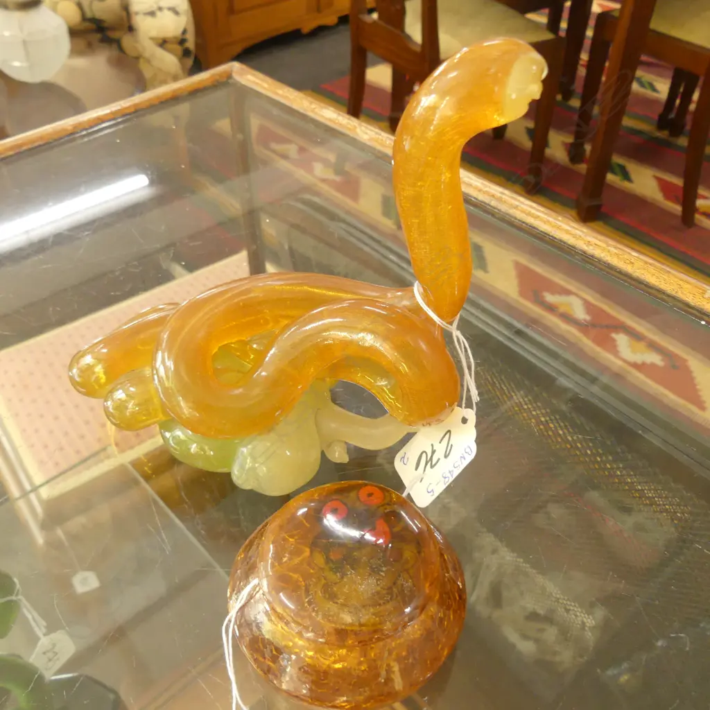 SMALL KAURI GUM BOX WITH INSET TIKI & KAURI GUM type SNAKE Image 1++