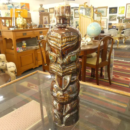 CROWN LYNN TI-TOKI LIQUER BOTTLE W/ PAPER SWING LABEL H. 300MM