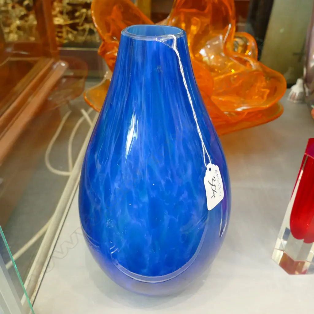GARRY NASH ART GLASS VASE A/F - LARGE CRACK H. 260MM Image 1++