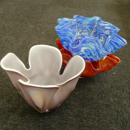 3 ART GLASS VASES