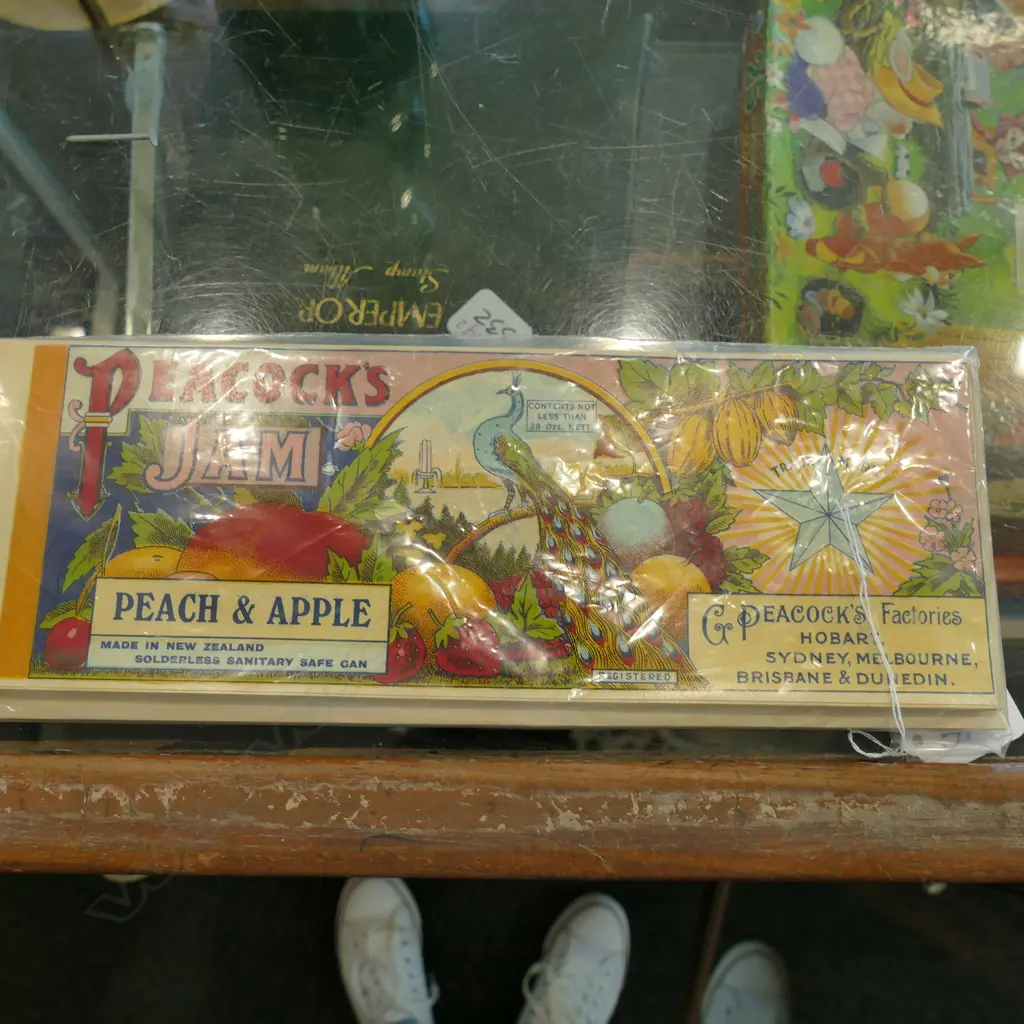 PEACOCK'S CAN LABELS  BLACKBERRY & APPLE' AND 'APRICOT & APPLE' (APPROX 100) Image 1++