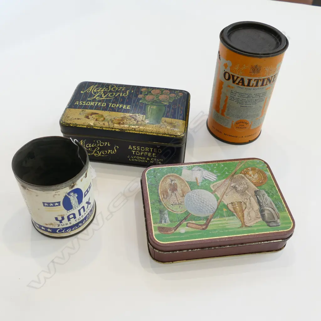4 VINTAGE TINS INCLUDING RARE YANX TIN Image 1++