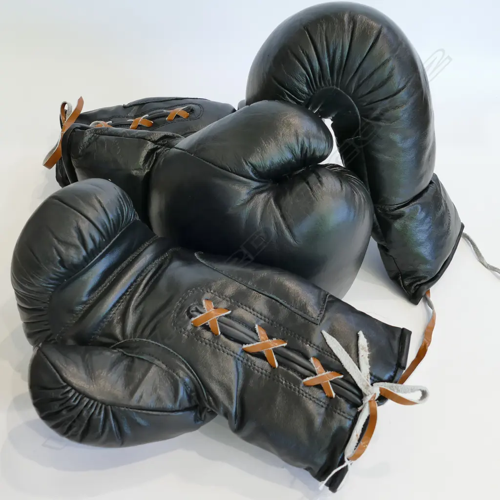TWO PRS GENUINE LEATHER BOXING GLOVES Image 1++