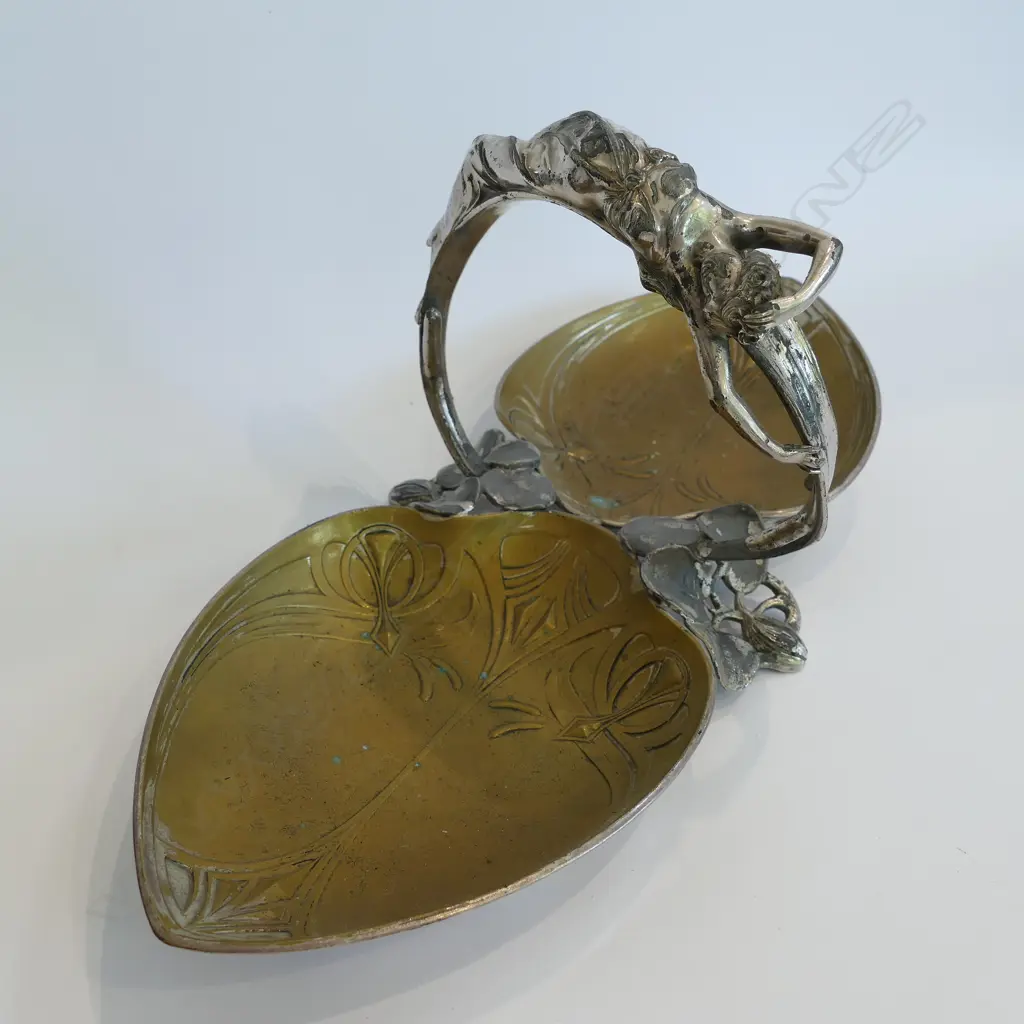 WMF ART NOUVEAU MAIDEN TWO BRANCH DISH W. 475MM Image 1++