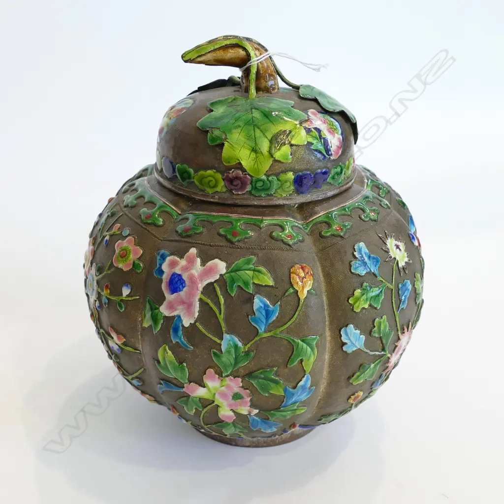 CHINESE LATE 19th/EARLY 20thC. ENAMEL ON METAL TEA CADDY H.180mm Image 1++
