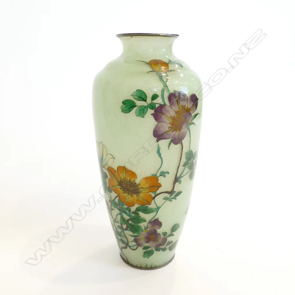 SILVER RIM CLOISONNE VASE A/F H. 200MM Image 1++