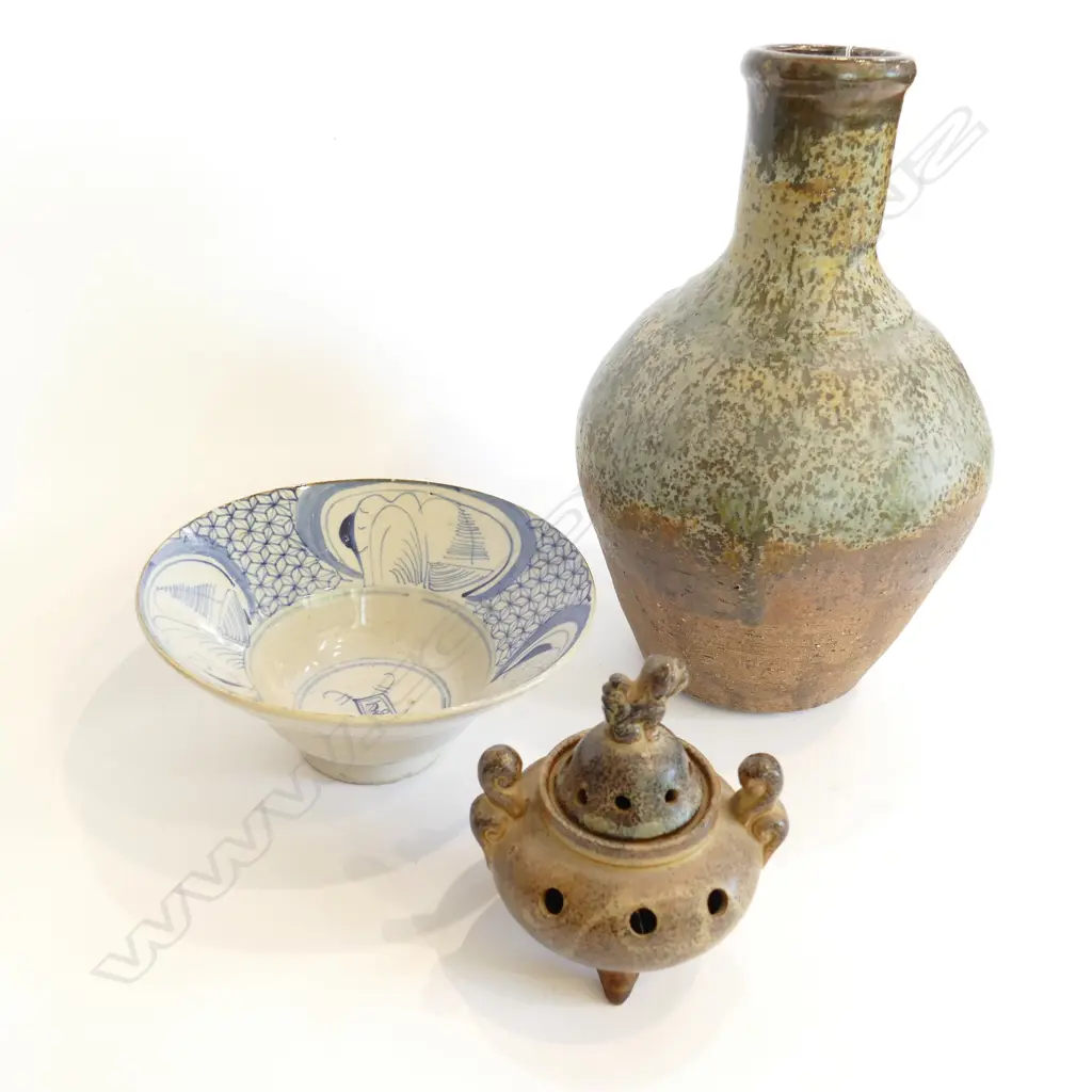 MING DYNASTY BOWL, CHINESE INCENSE BURNER + VASE Image 1++