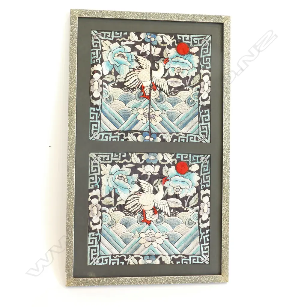 PR OLD FINE CHINESE SILK EMBROIDERED MANDARIN'S RANK BADGES Image 1++