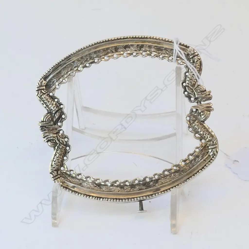 Small purse frame - decorative only dolphin ends Sterling silver old marks 18 grams Image 1++