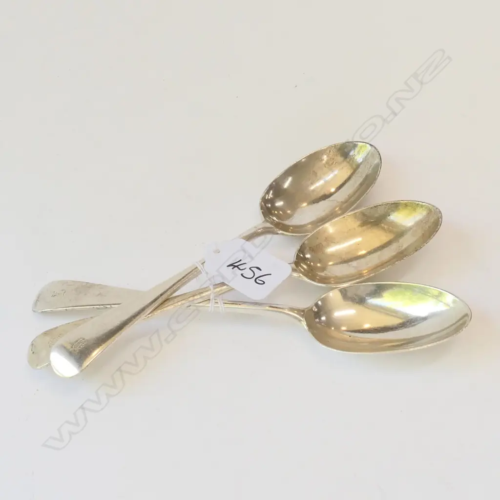 SET  3 SILVER DESSERT SPOONS MONOGRAMMED 'B' LONDON, 1911 153 GRAMS Image 1++