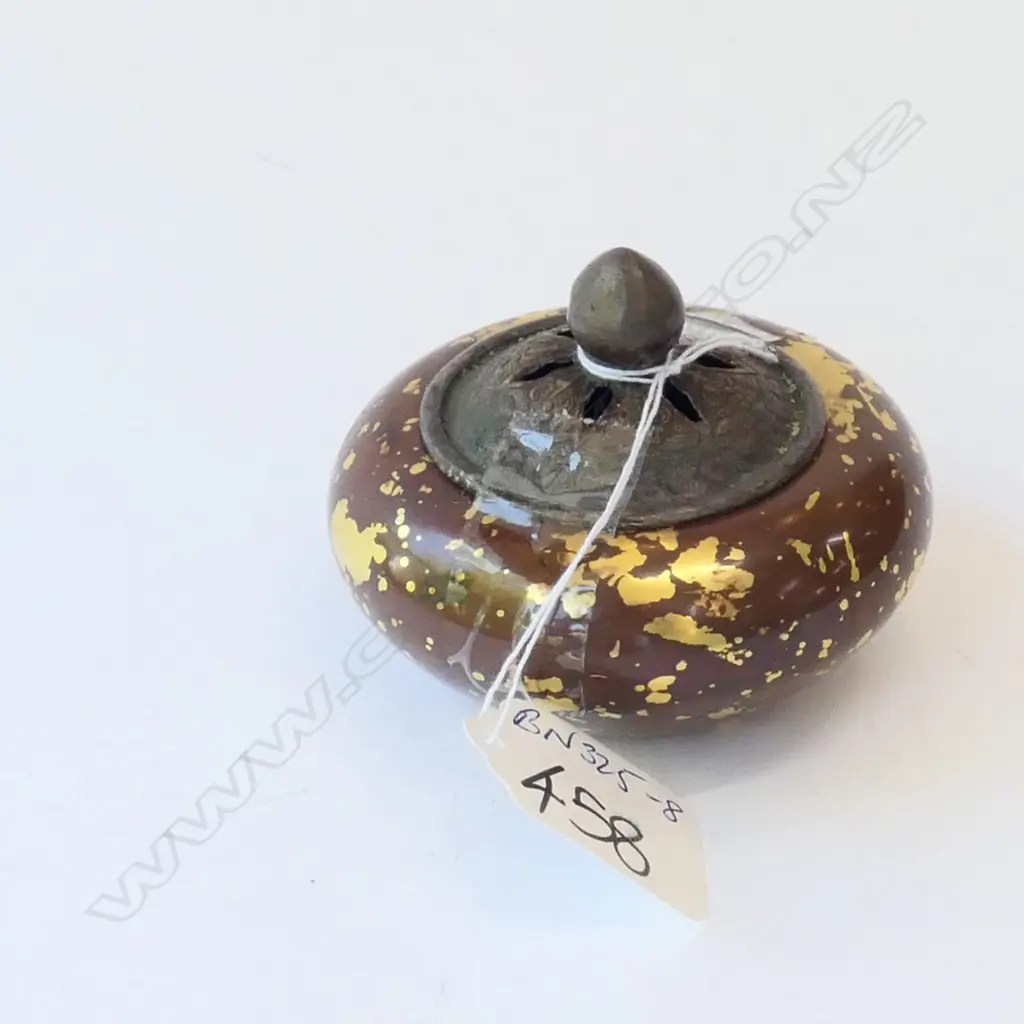 CHINESE BRONZE INCENSE BURNER PIERCED LID... Image 1++