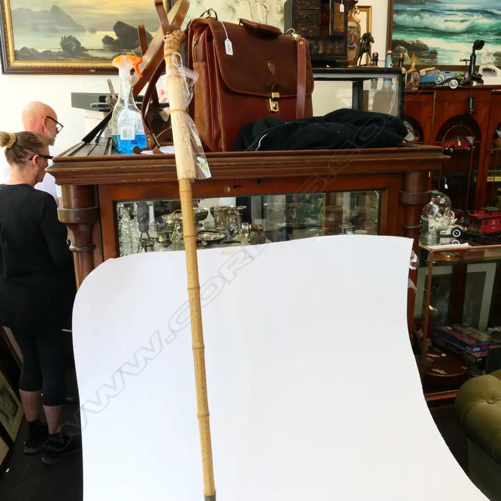 19THC BAMBOO 'PRIEST'S STAFF' ENGRAVED TEACHINGS... Image 1++