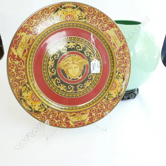 ROSENTHAL VERSACE PLATE 'MEDUSA' + GREEN VASE