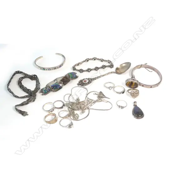 BAG SILVER BANGLES CHAINS SPOON RINGS 200+GMS