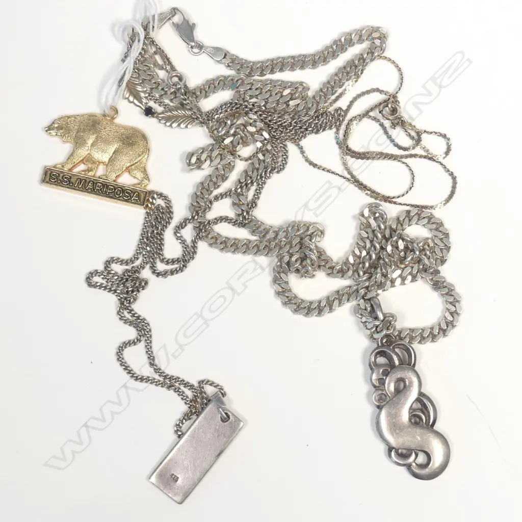 BRASS S.S MARIPOSA PENDANT + ASST STERLING CHAINS ETC Image 1++