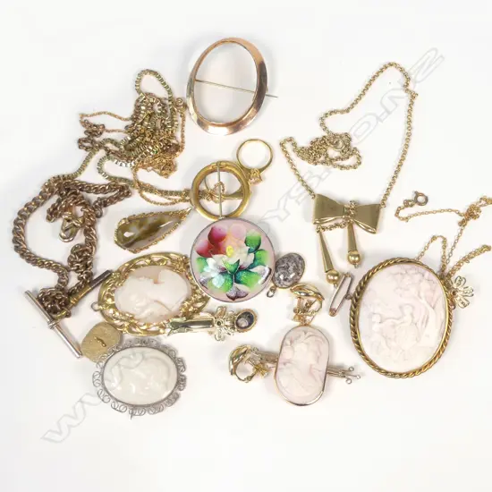 BAG ASSTD GOLD PLATED/COSTUME/9CT GOLD JEWELLERY 