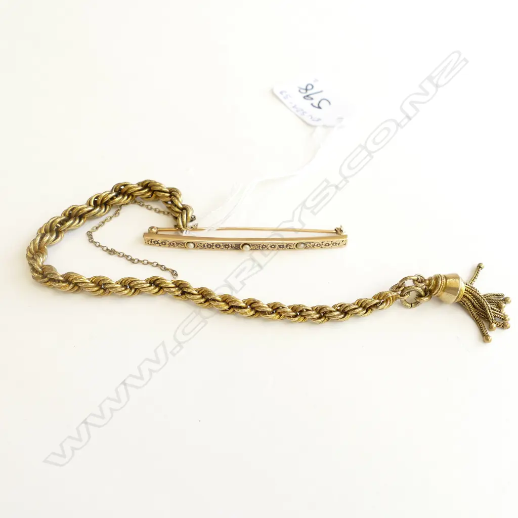 GOLD BAR & TASSLE + CHAIN GOLD PLATE? Image 1++