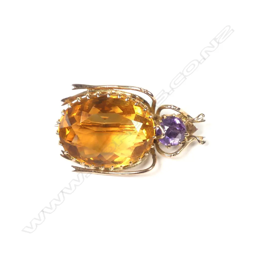 9CT GOLD & GEMSTONE INSECT BROOCH Image 1++