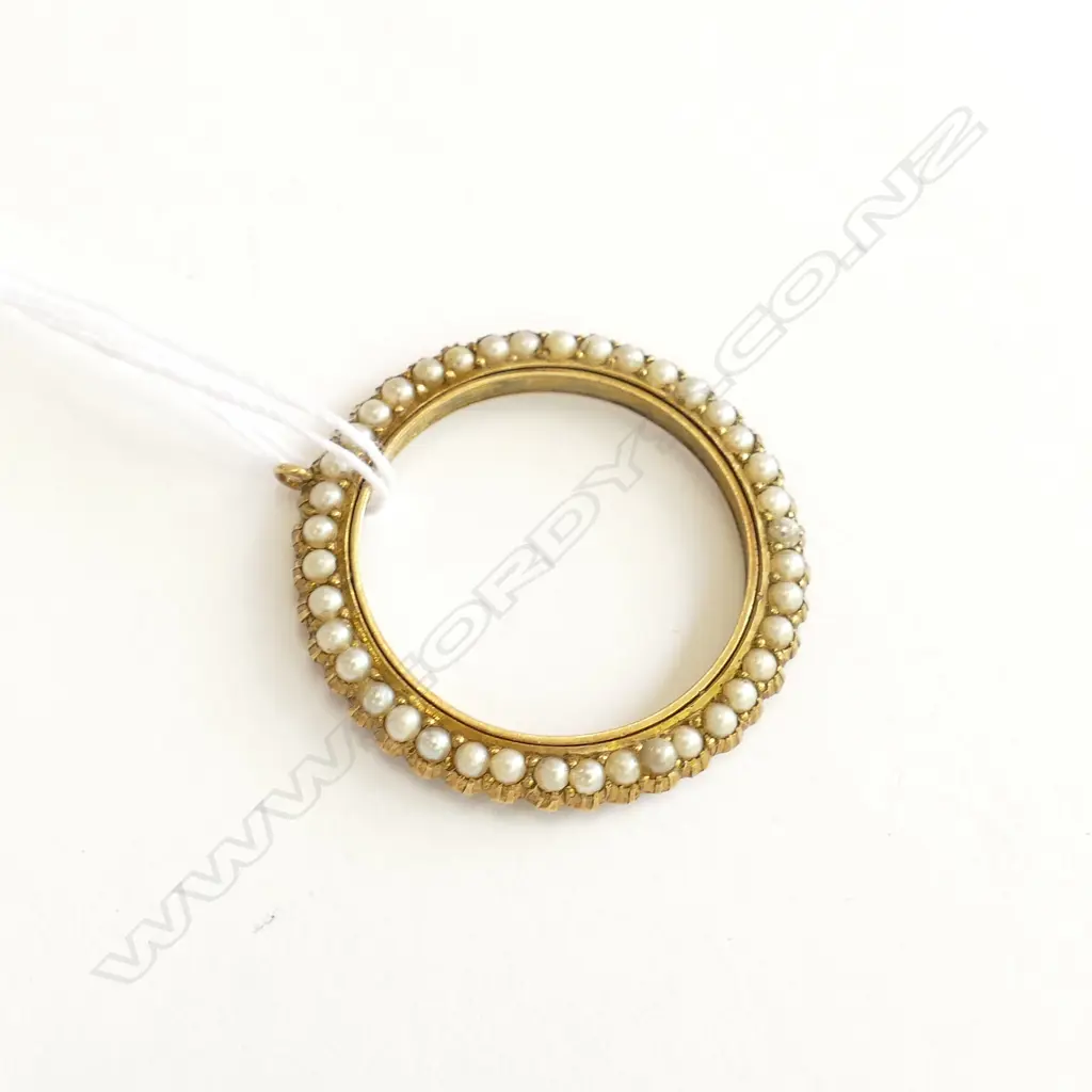 15CT GOLD & SEED PEARL PENDANT FRAME 3.41gm Image 1++