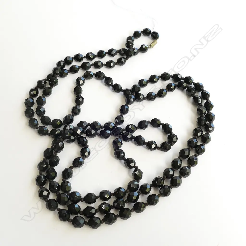 FRENCH JET BLACK BEAD NECKLACE 140 CM Image 1++