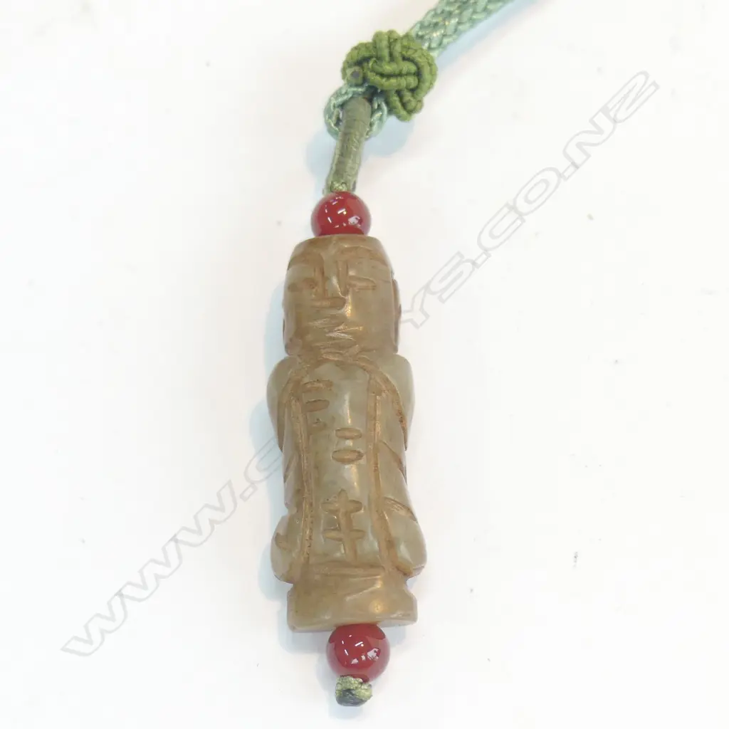 ANCIENT ? BROWN JADE CARVED BEAD Image 1++