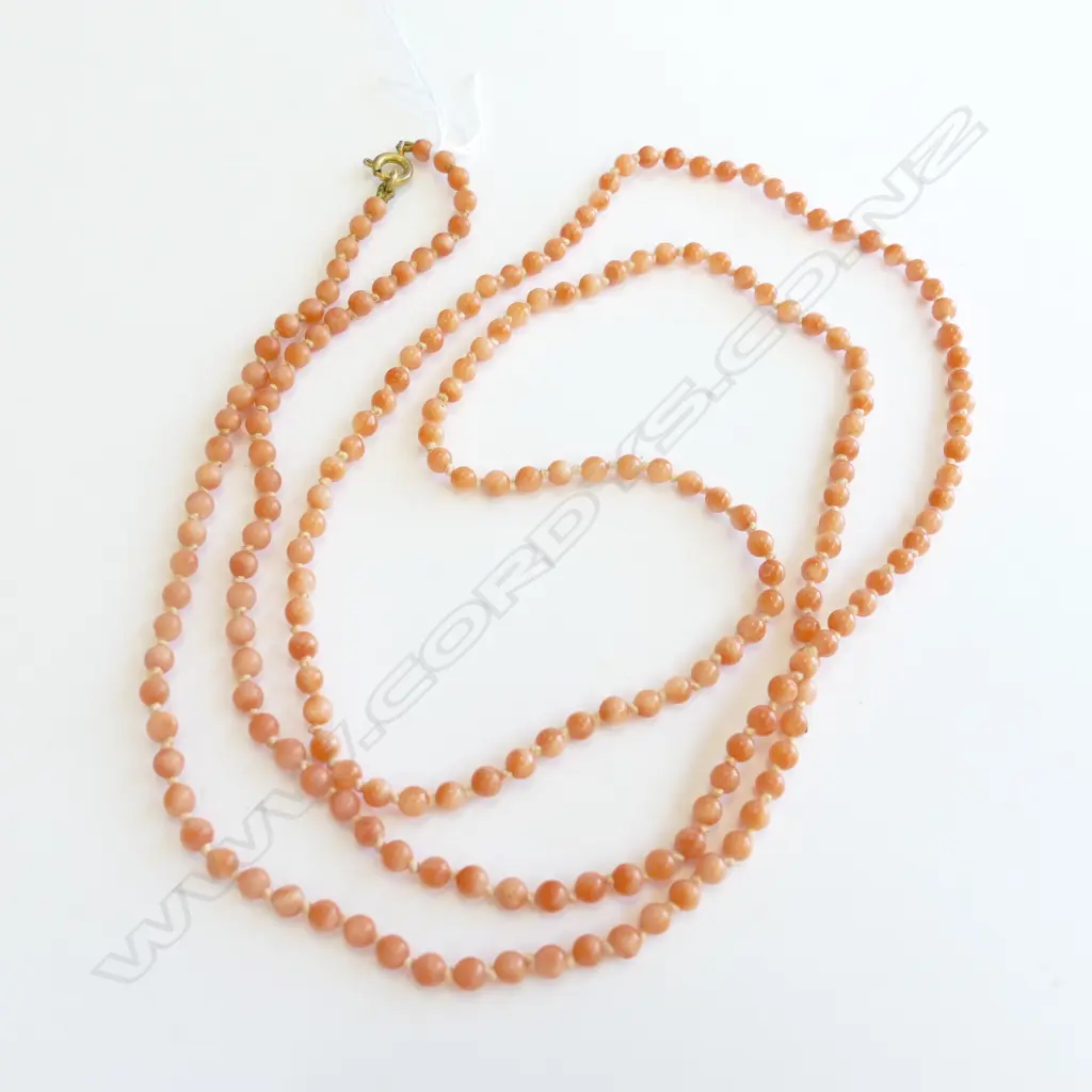 SMALL CORAL BEAD NECKLACE 86CM LONG Image 1++
