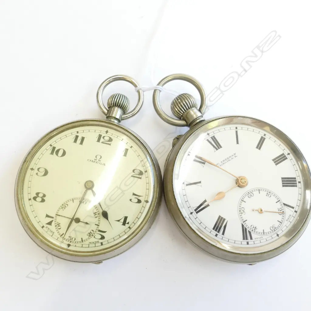 2 POCKET WATCHES OPEN FACE: 1 OMEGA... Image 1++