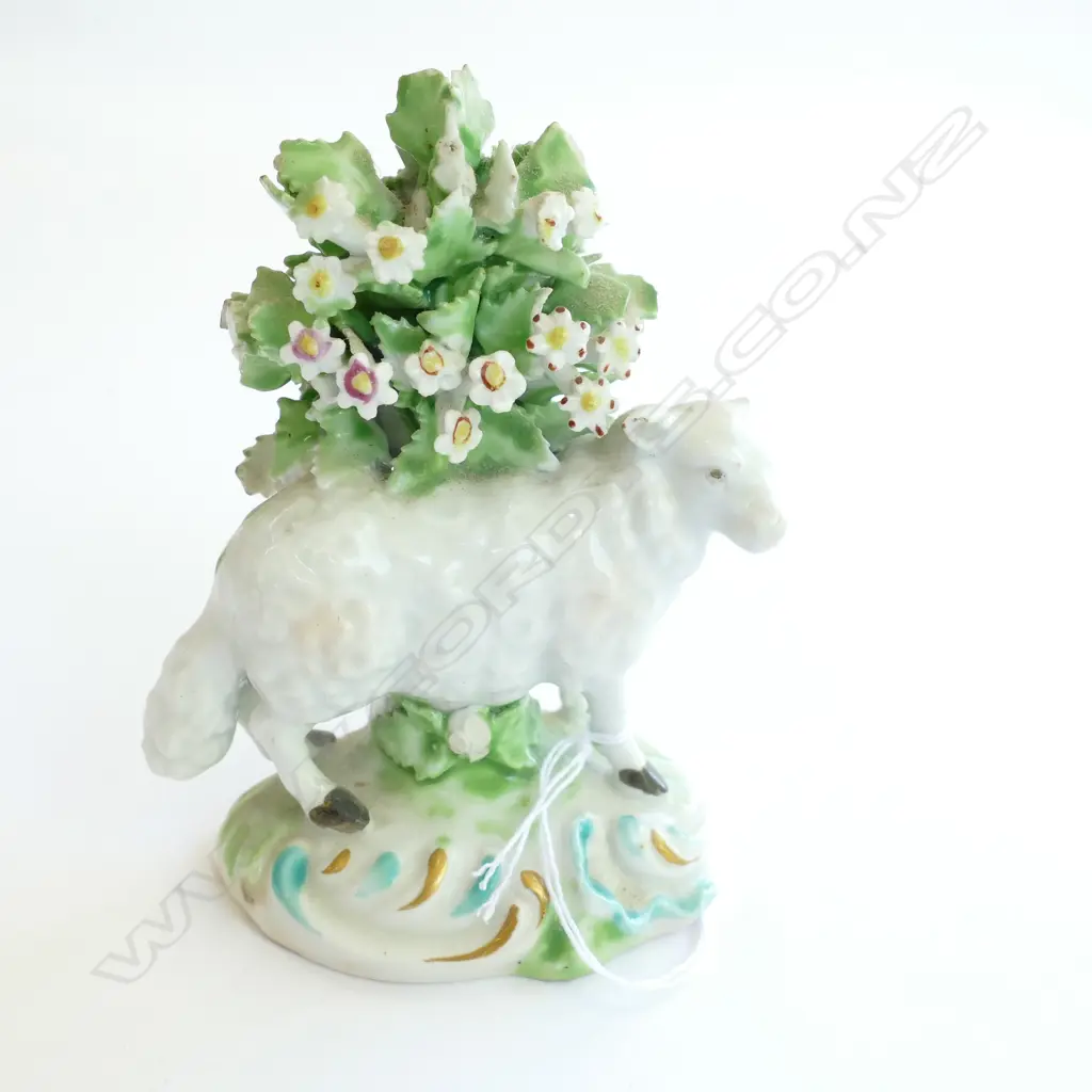 STATUE OF A SHEEP WITH FLOWERING TREE C 1790 H 90 MM Image 1++