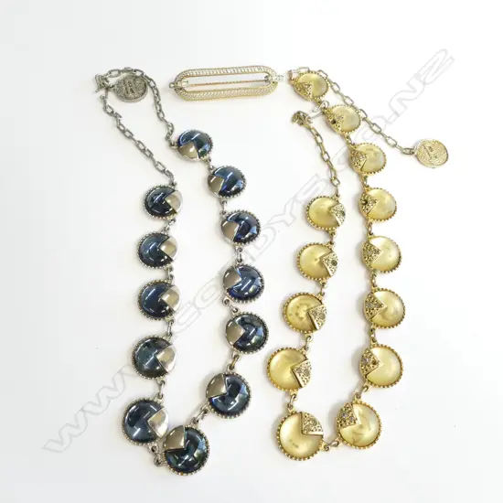 TWO COSTUME NECKLACES AND BROOCH