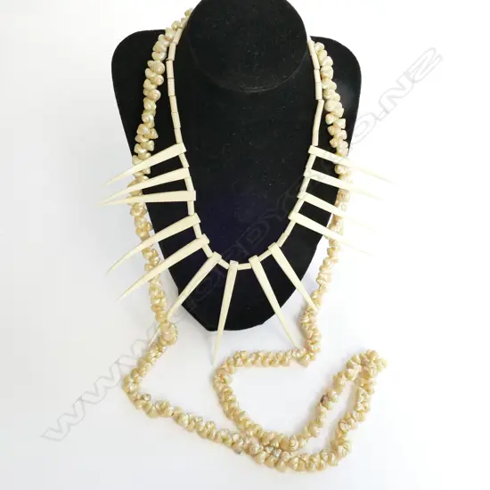 SHELL BEADS IN A NECKLACE PLUS BONE NECKLACE