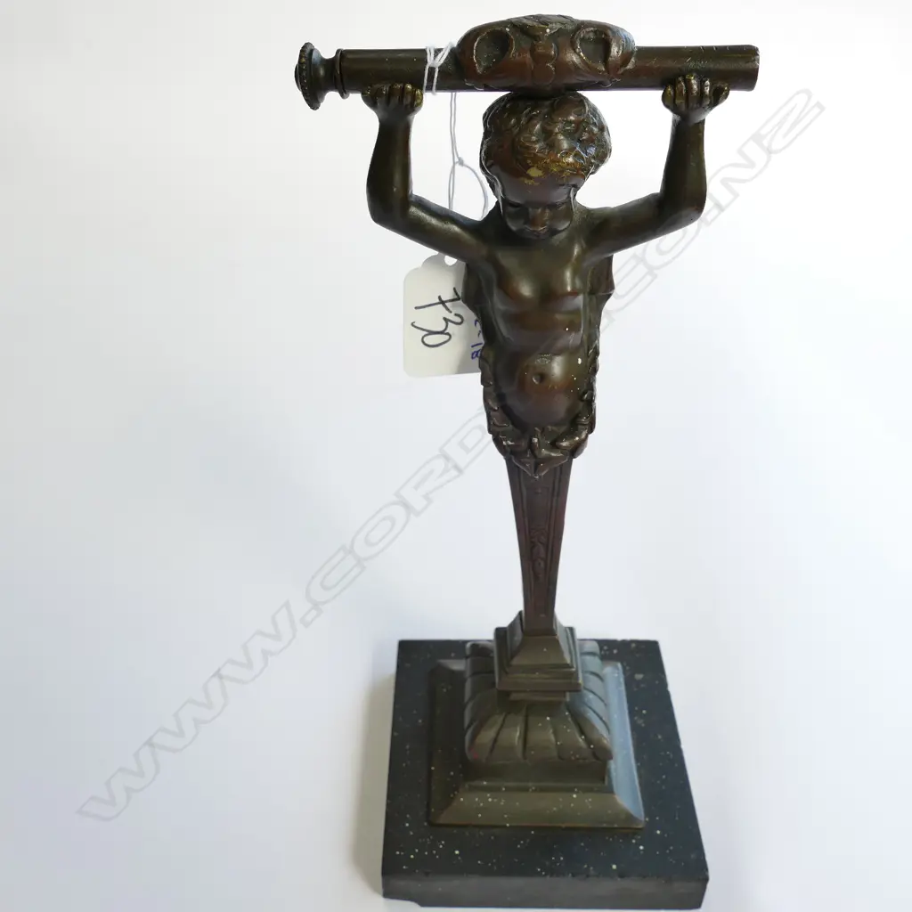 C. 1900 FRENCH BRONZE CHERUB H. 255MM Image 1++
