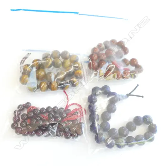 GARNET BEADS; TIGERS EYE BEADS;LAPIZ & OTHER