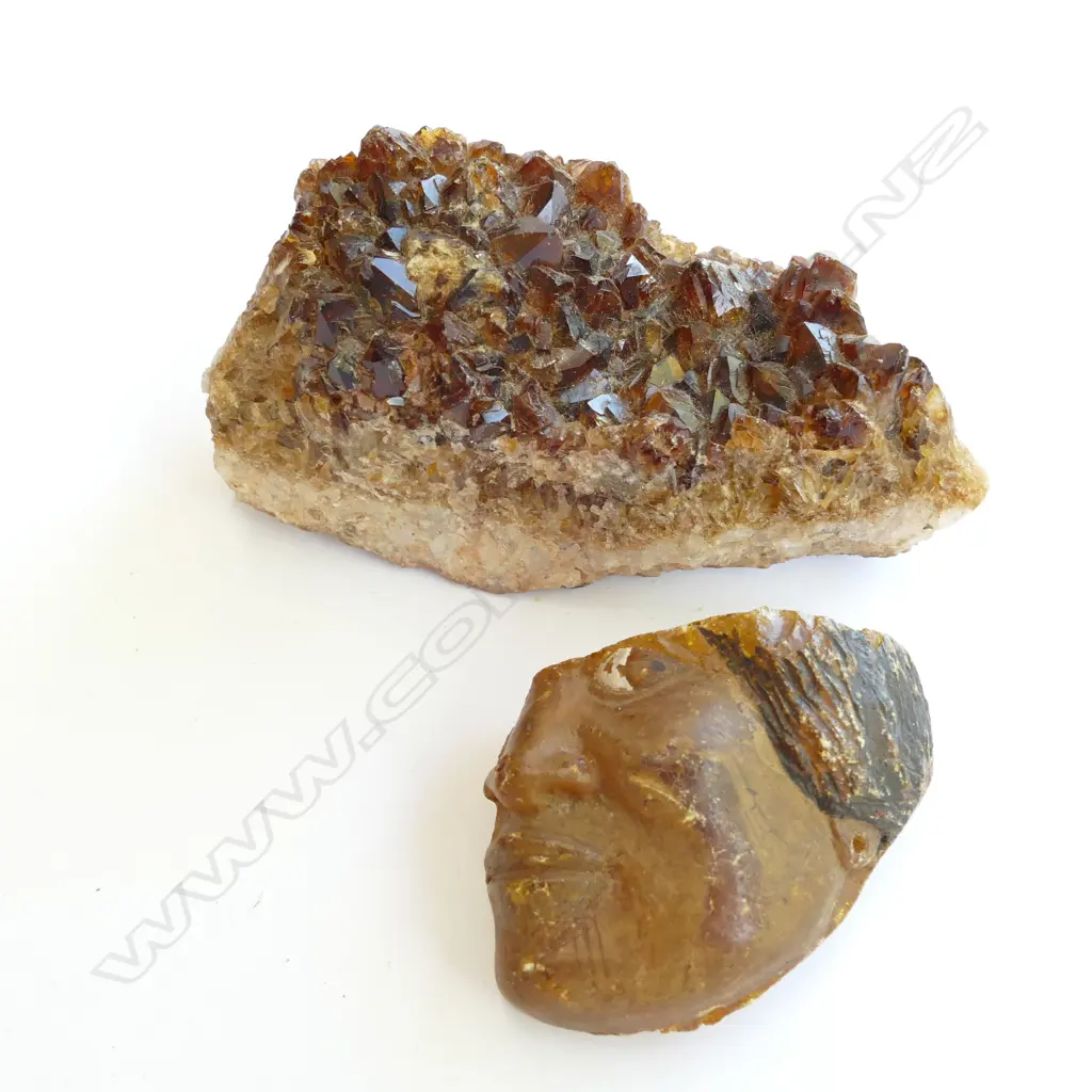 CITRINE QUARTZ ROCK; AMBER FACE, (BROKEN) Image 1++