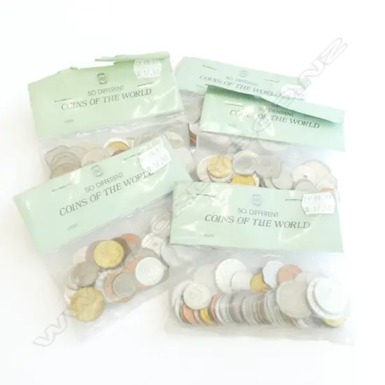 BAG LOT OF 50 DIFFERENT COINS OF THE WORLD