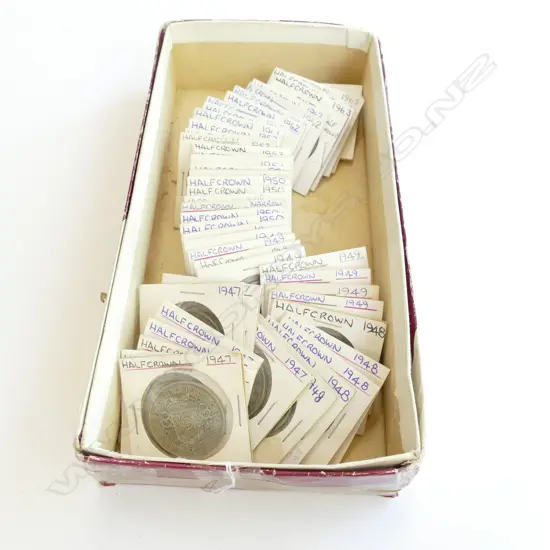 BOX LOT OF NZ HALF CROWNS