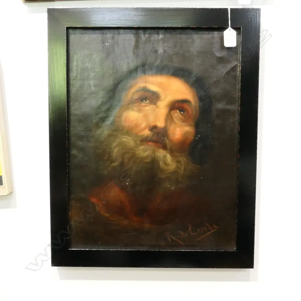 NINETEENTH CENTURY EUROPEAN OIL PORTRAIT ON CANVAS BY R.DE LOSADA Image 1++