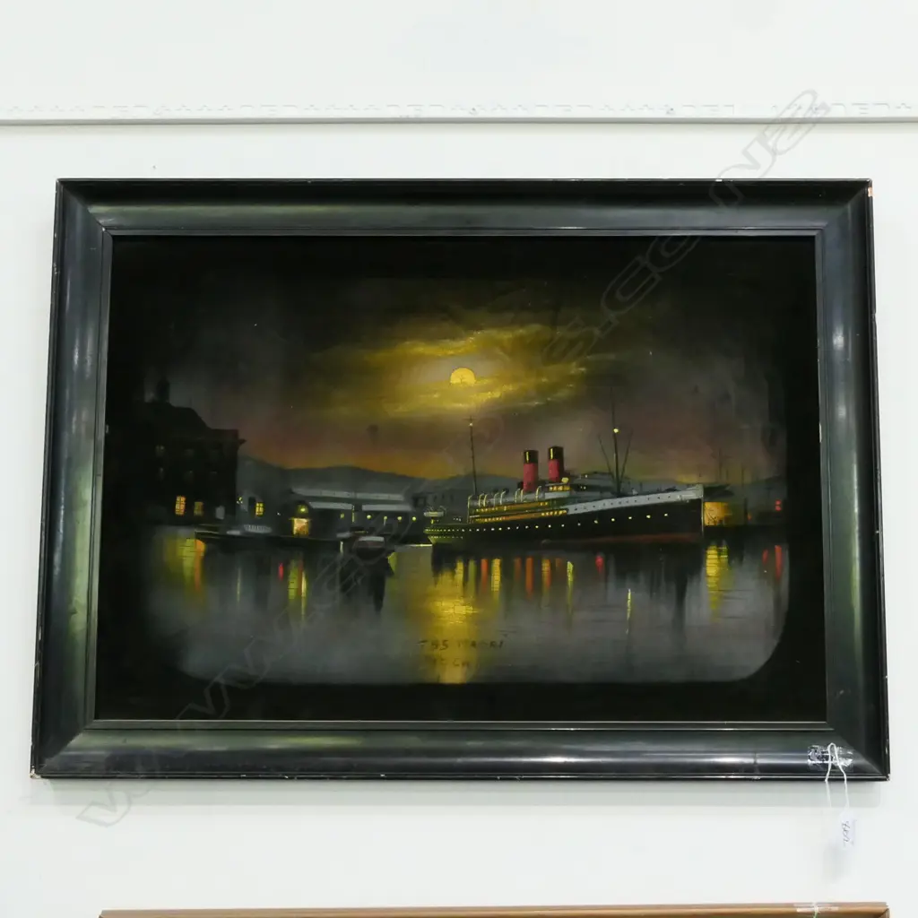 W. G. COCKERALL OIL ON VELVET "M.S.S. MAORI" 430 x 640mm Image 1++