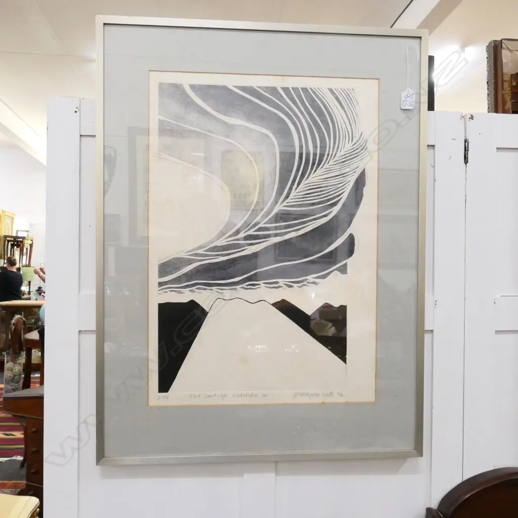 MARILYN WEBB, ETCHING ,CLOUD LANDSCAPE WAKATIPU' PROOF, FOXED Image 1++