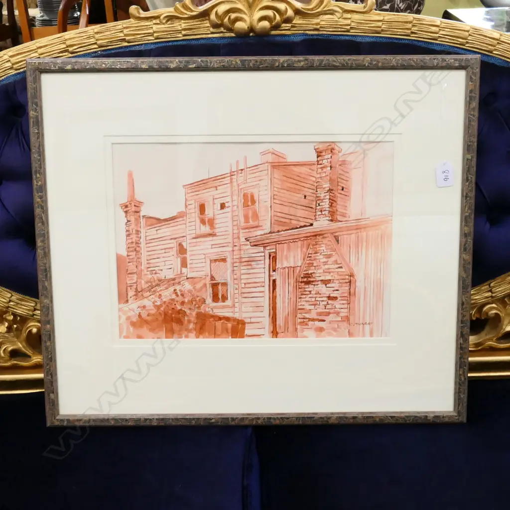 CLIFFORD  MURRAY, (1919-2000) OLD PONSONBY, RED INK & WASH 290 X 400mm Image 1++