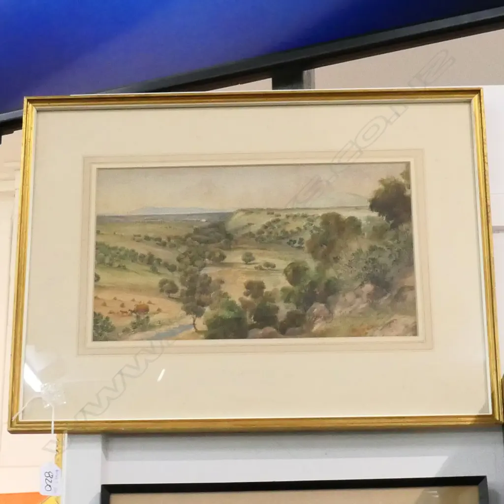 UNSIGNED ENGLISH 19thC WATERCOLOUR EXTENSIVE LANDSCAPE. 200 x 340mm Image 1++