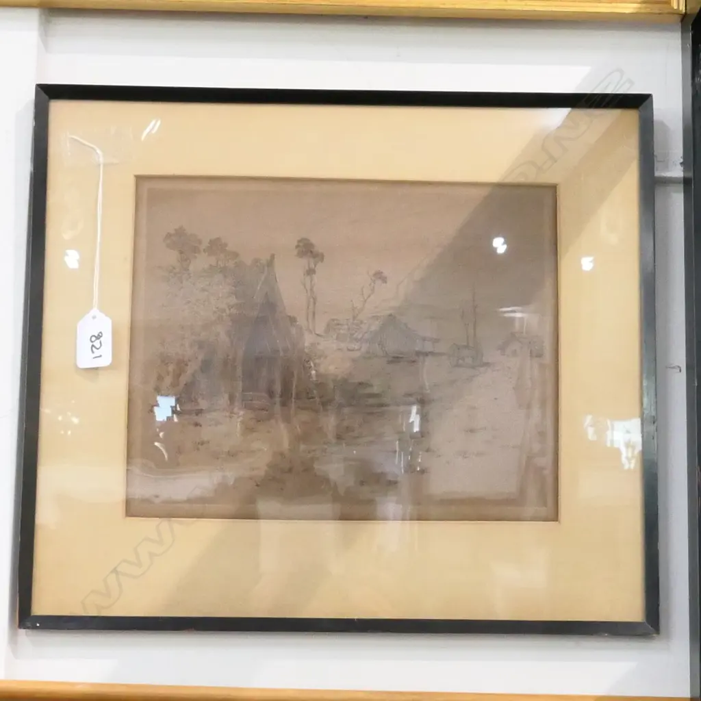 EDWARD WILLIAM PAYTON (1859-1944) ETCHING, MAORI VILLAGE C1910, 215 x 265mm Image 1++