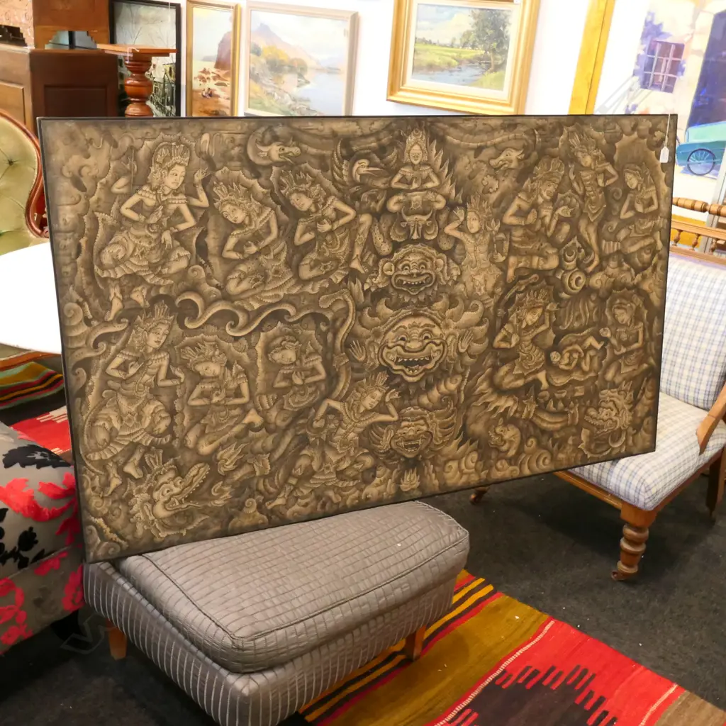 LARGE FRAMED TIBETAN THANGKA 860 X 1460MM Image 1++