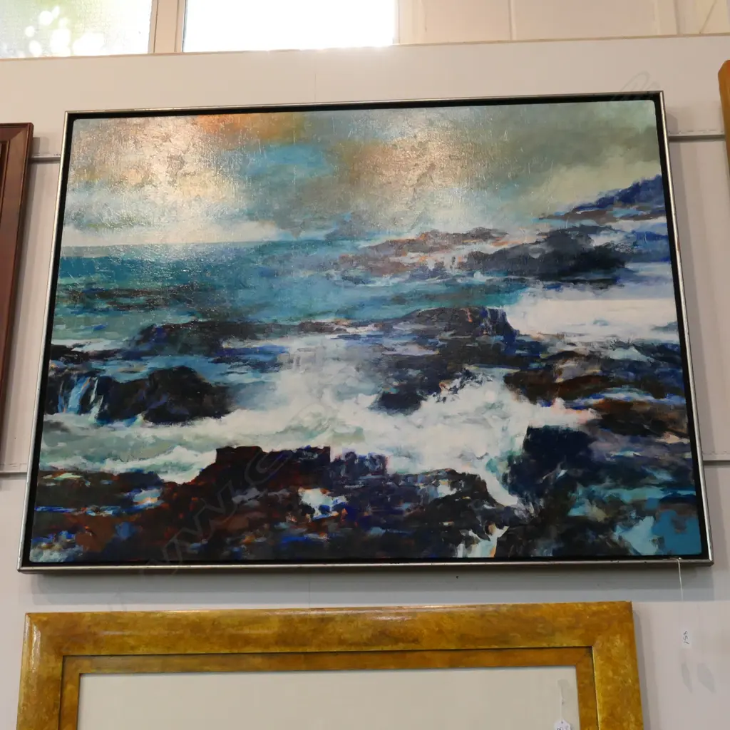 'SEPTEMBER COAST' WILLIAM AIKEN ACRYLIC ON CANVAS FRAME 850 X 1110MM Image 1++