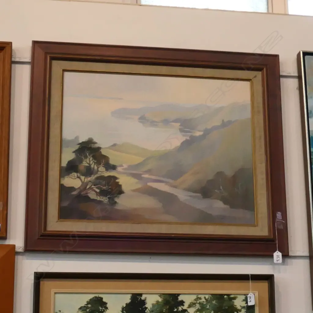 CYNTHIA TAYLOR, ACRYLIC ON BOARD,  "WINDING ROAD, COROMANDEL", SIGNED, H.470 x 600 Image 1++