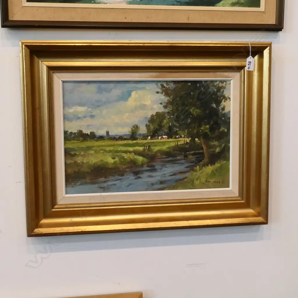 JOHN NEALE (British 20thC), OIL ON BOARD, "A DISTANT SPIRE" , 290 x 440mm Image 1++