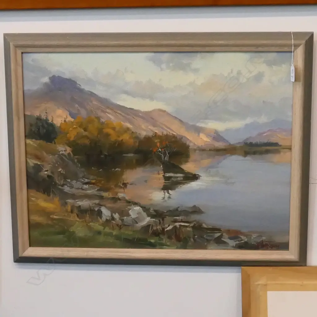 DON R NEILSON OIL ON BOARD, "LAKE HAYES, OTAGO", 445 X 590mm Image 1++